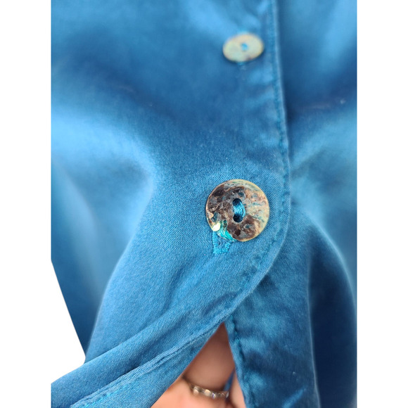 Bryn Walker Blue Silk Oversized Shirt Long Sleeve Button Up Tunic Top Size M - Picture 7 of 7